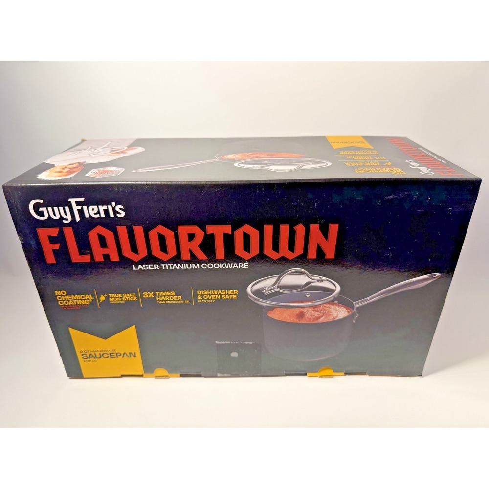 Guy Fieri's Flavortown Laser Titanium 2-Quart Sauce Pan with Lid